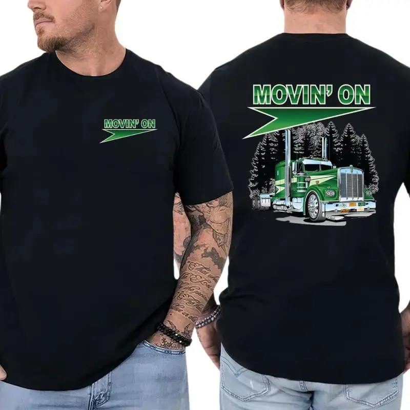 Green Semi Truck & Forest Graphic Design, Movin? On Truck T-Shirt, Classic Truck
