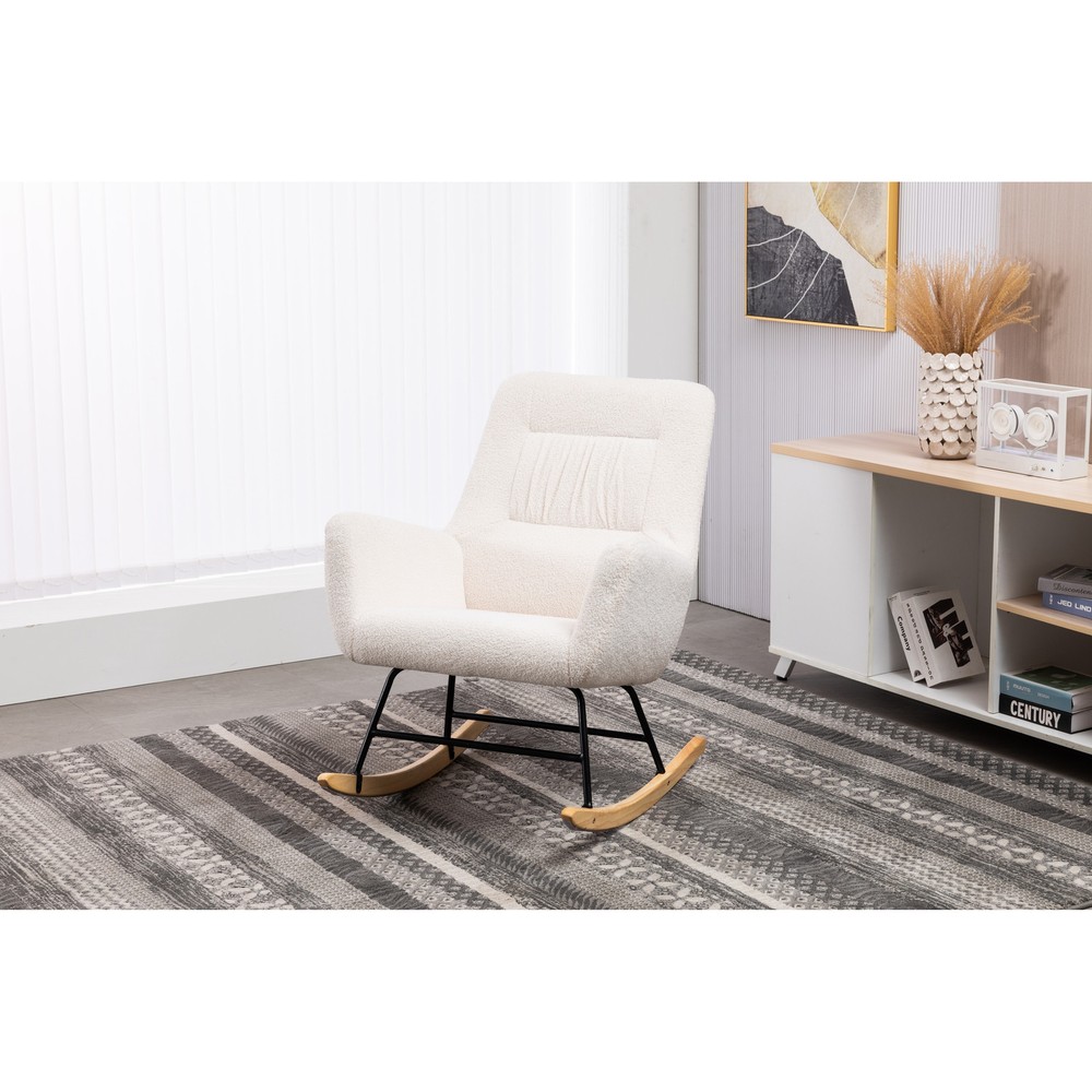 Rocking Chair, Teddy Upholstered Glider Rocker with High