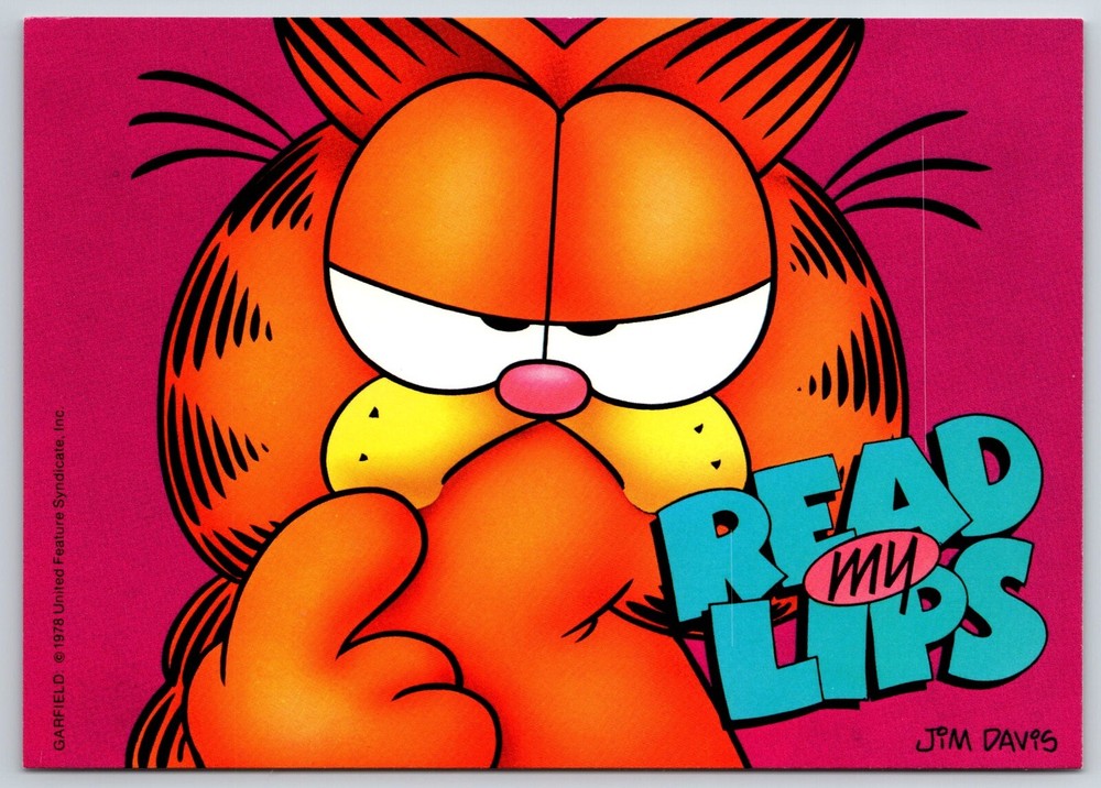Garfield Comic~Read My Lips~Angry Cat On Red Background~Continental Postcard