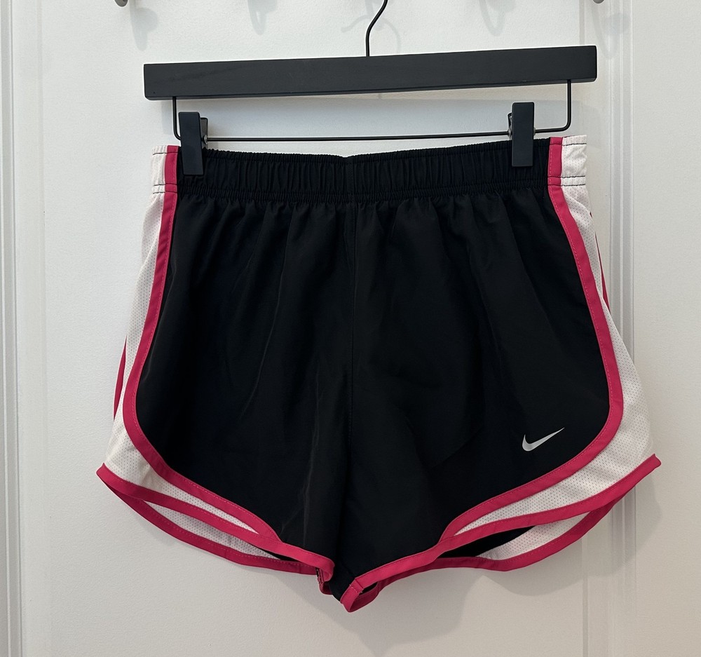 Nike Dri-Fit Womens Black with Pink/White Athletic Shorts Size Medium