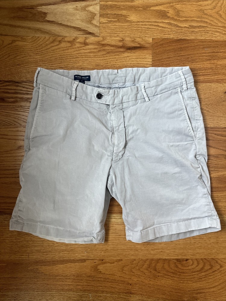 Peter Millar Men's Flat Front Grey Chino Shorts Size 36