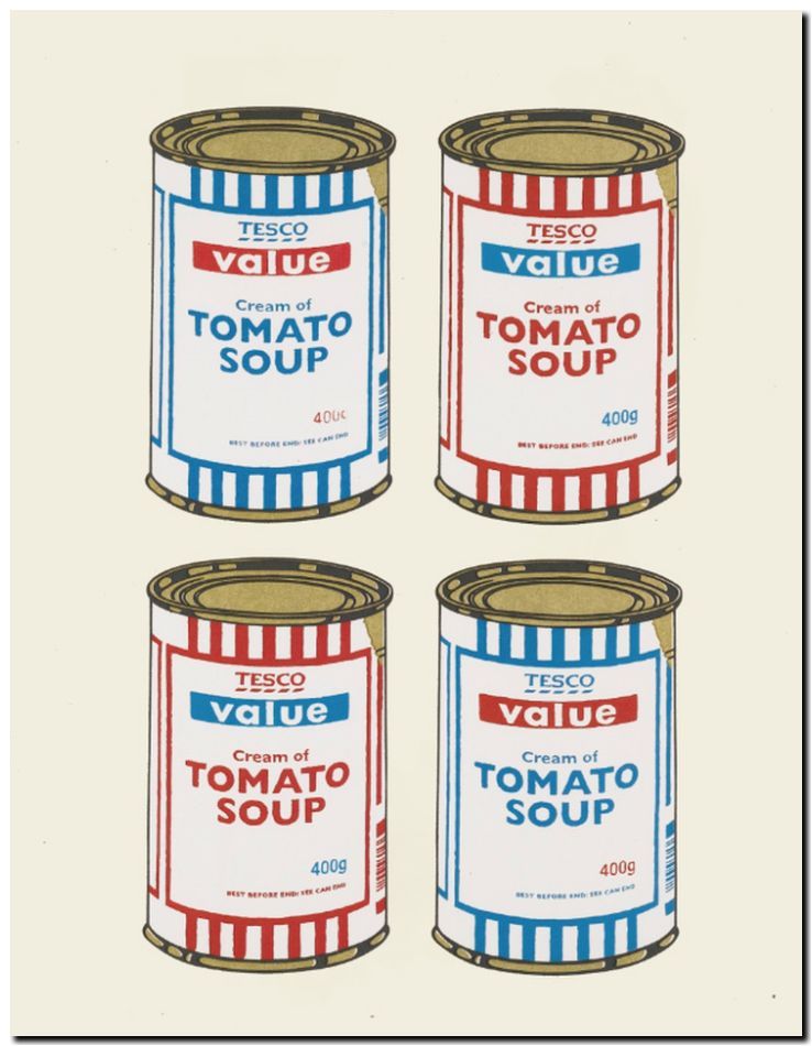 BANKSY STREET ART *FRAMED* CANVAS PRINT Tesco soup pop art 18x12
