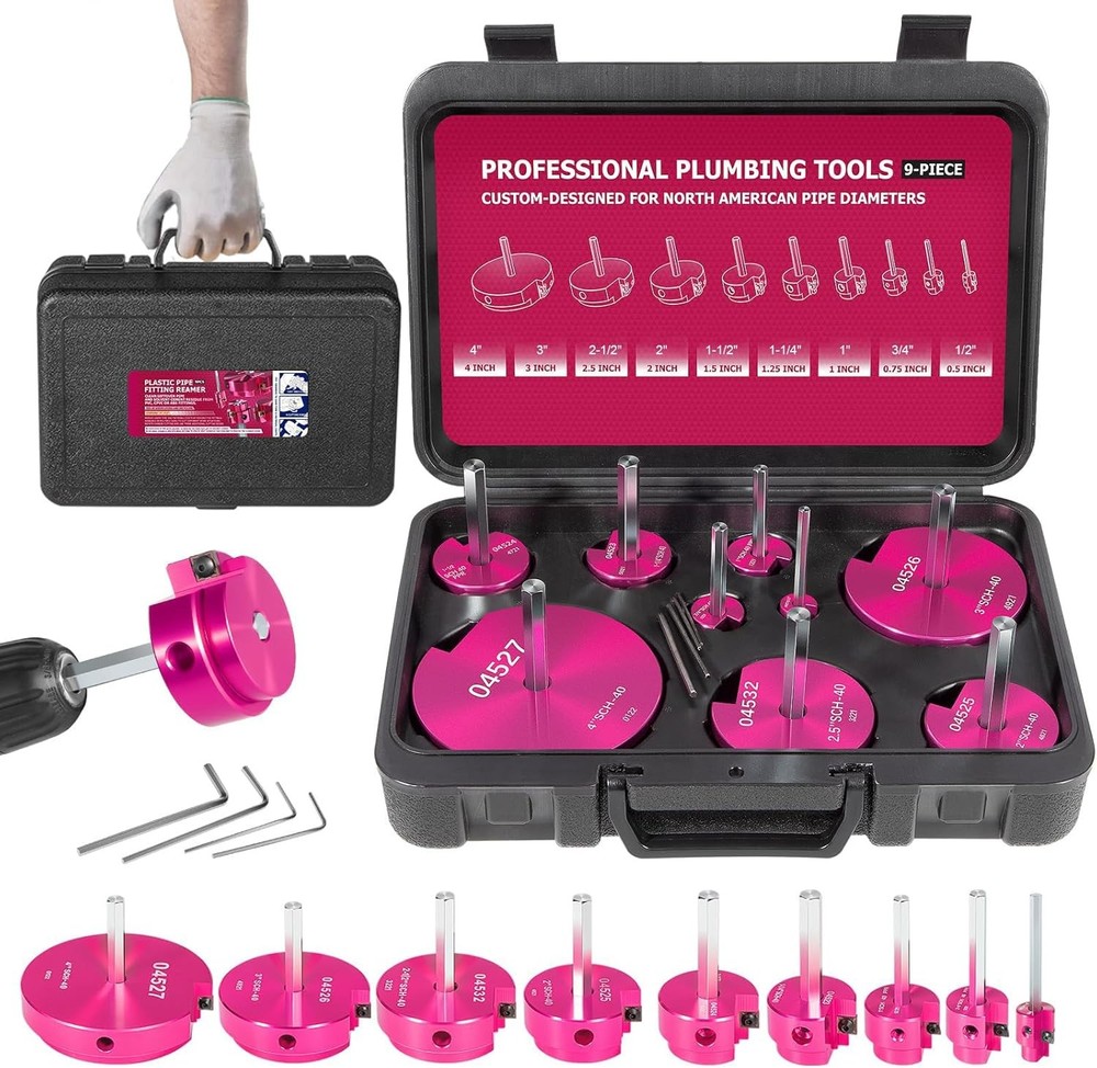 9Pcs PVC Pipe Reamer Kit for Standard 1/2