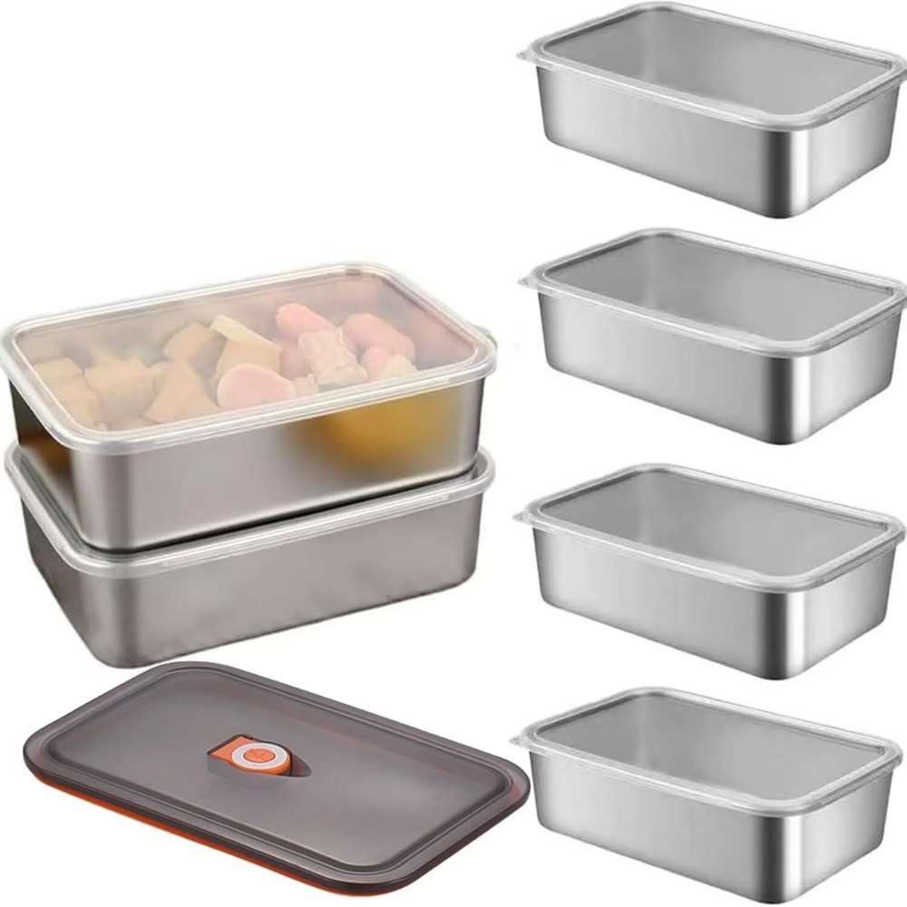 6Pcs Stainless Steel Food Storage Containers with Lids for Outdoor & Lunch