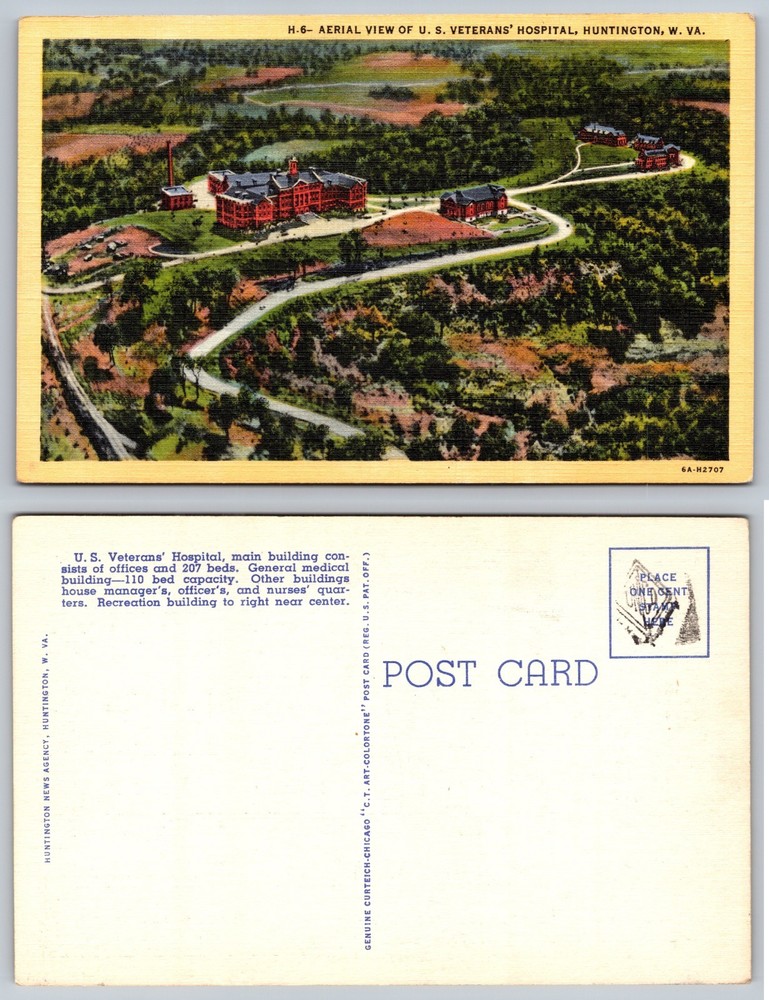 US Veterans Hospital Huntington West Virginia Postcard