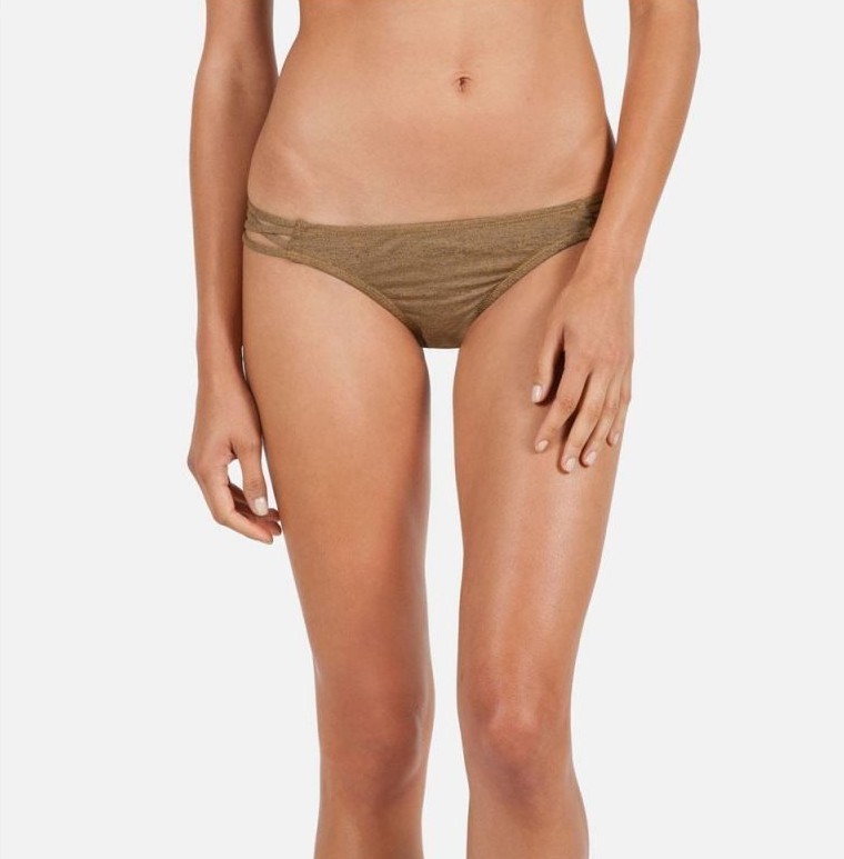 NWT WOMENS VOLCOM SMOKE SIGNALS FULL SWIMSUIT BOTTOMS $36 S bear brown