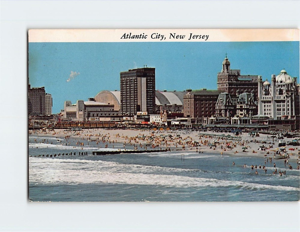 Postcard Ocean view of famous Skyline Beach & Ocean Atlantic City USA