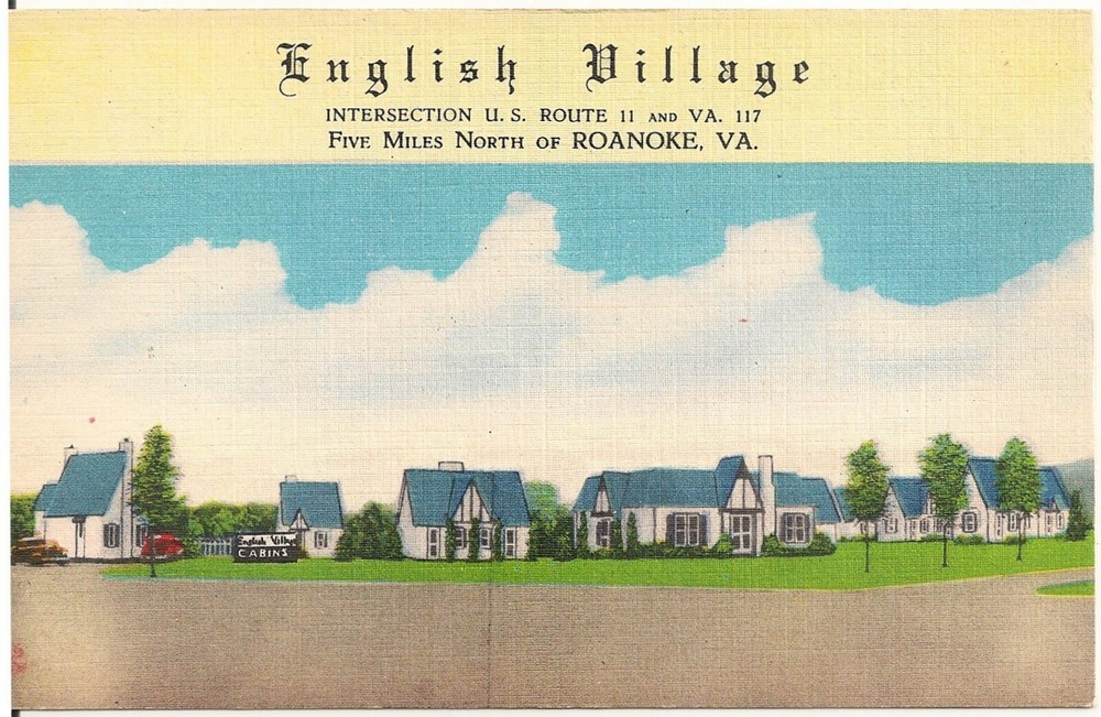 English Village Cottages North of Roanoke VA Roadside Postcard