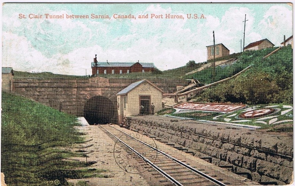 Postcard St Clair Tunnel Between Sarnia Ontario & Port Huron Michigan 1907
