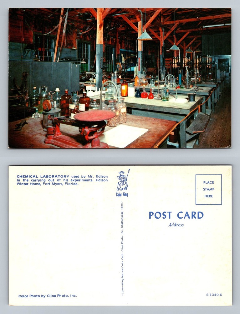 Fort Myers, FL-Florida, Edison Laboratory Chemical Scene Card Vintage Postcard