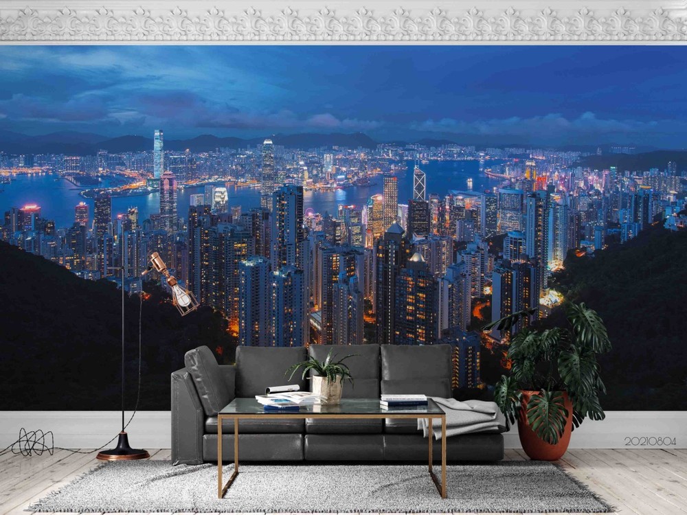 3D City Architecture Night View Wall Murals Wallpaper Murals Wall Sticker 5