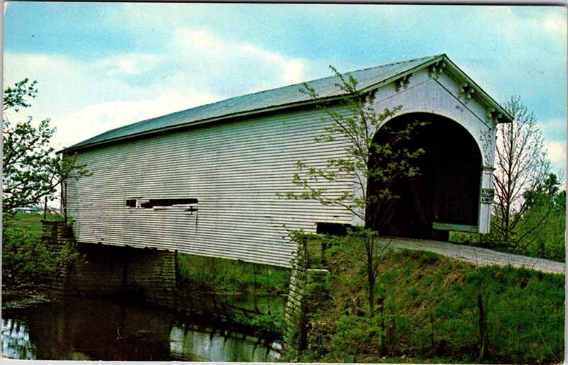 Postcard BRIDGE SCENE Arlington Indiana IN m/09 AO9477