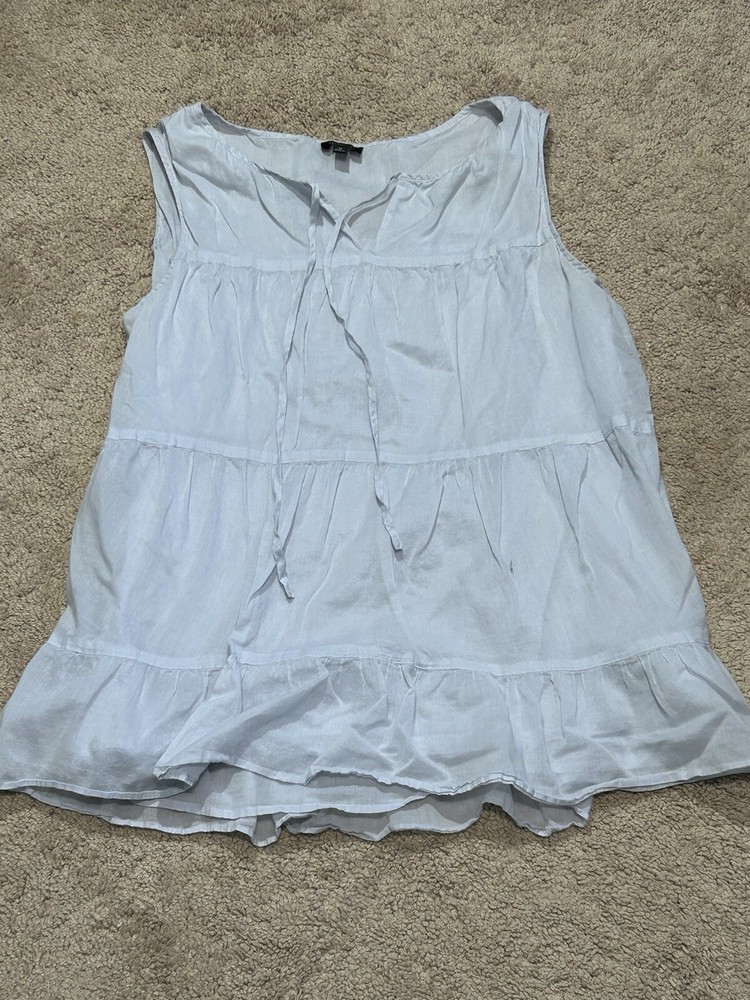 Talbots Womens Shirt Size Medium Blue Tie Front Casual Flowy Comfort