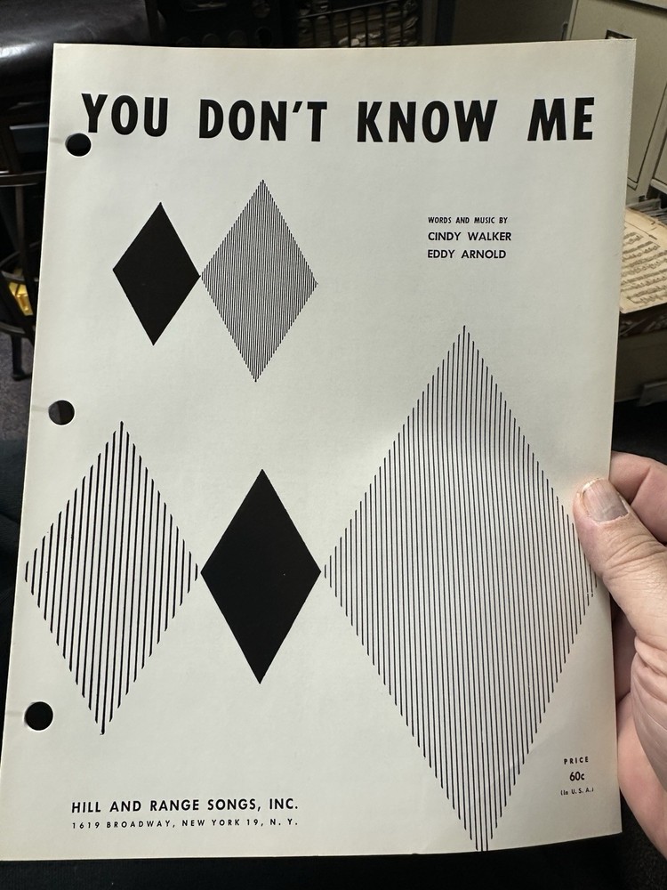 EDDY ARNOLD 1955 country sheet music YOU DON’T KNOW ME