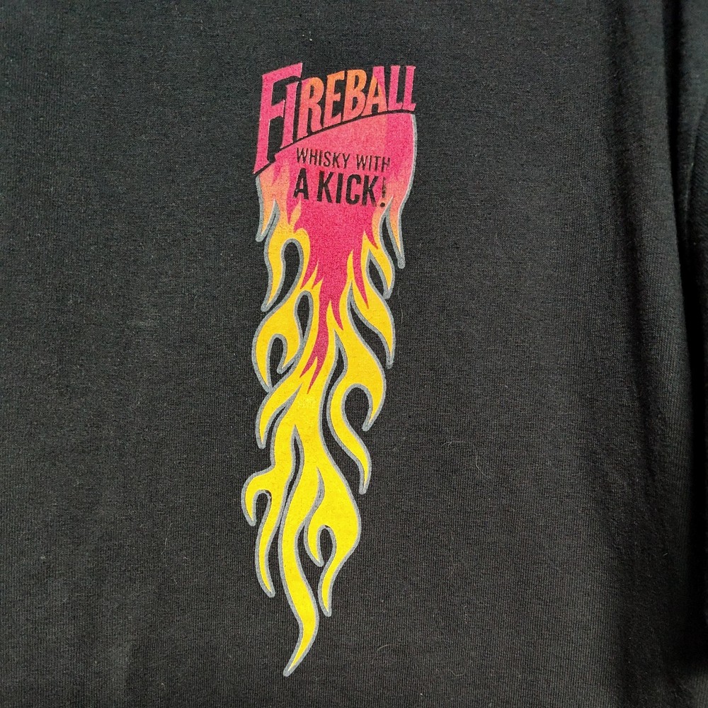 AAA Men's Black Fireball Whiskey Whisky Short Sleeve Black T Shirt NWOT Size XL