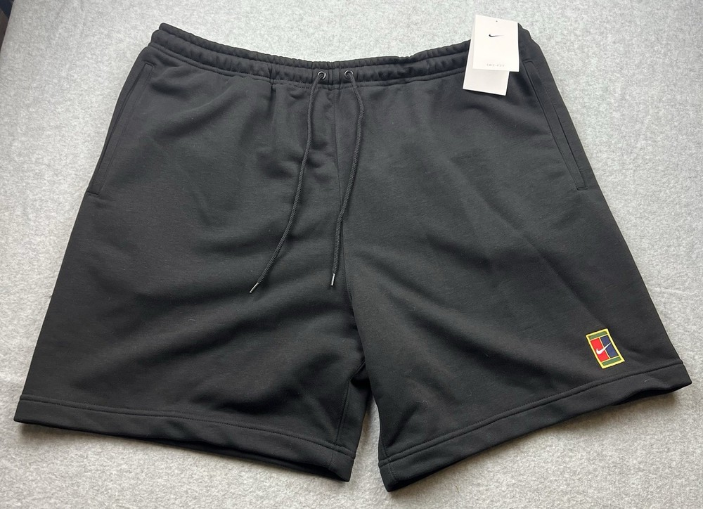 Nike Court Heritage Dri-FIT Men’s Fleece Tennis Shorts Black HM6768-010 Size XL