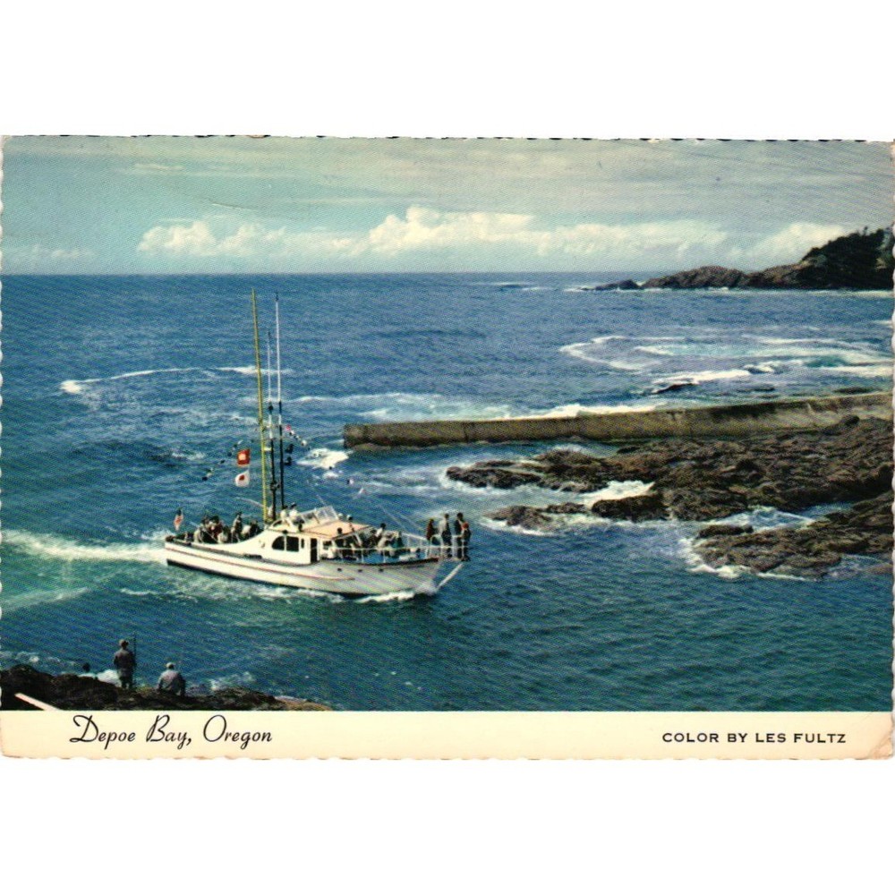 VTG Depoe Bay Oregon Postcard Charter Boat Les Fultz Smith-Western CT-147 1975
