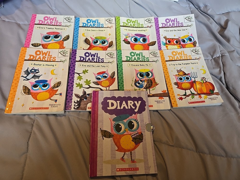 Lot of 5 Owl Diaries By Rebecca Elliott -#'s1 -4, 6,8,10,11 Plus Bonus Diary