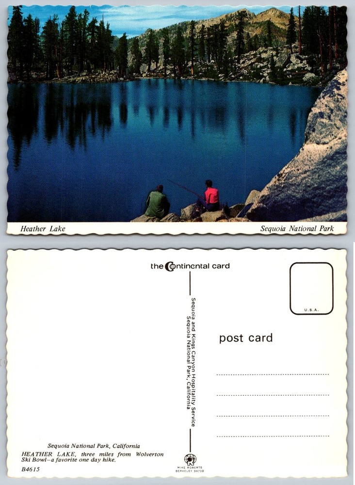 Heather Lake Sequoia National Park CA Fishing Vintage Chrome Postcard Mike