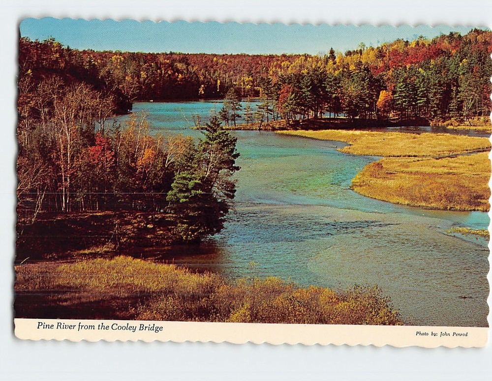 Postcard Pine River from the Cooley Bridge Michigan USA