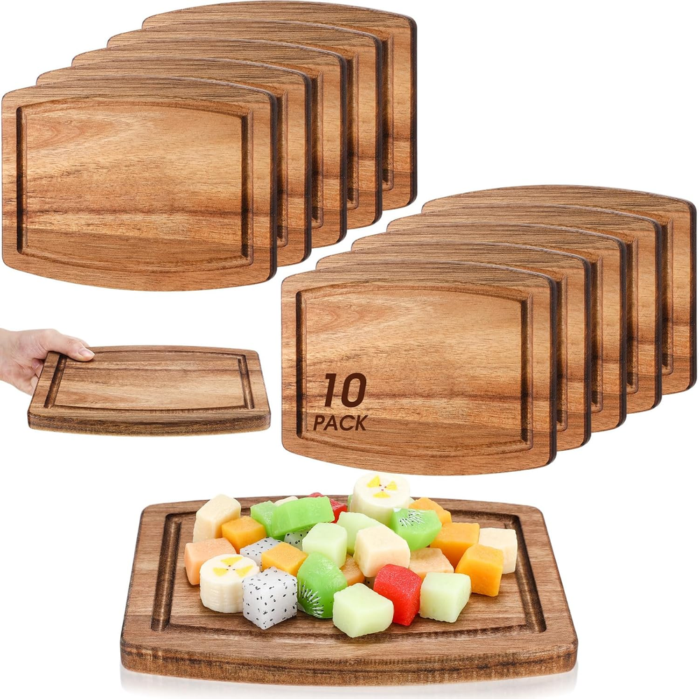 Acacia Wood Cutting Boards Bulk for Laser Engraving Wooden Dinner Plates with Gr-image