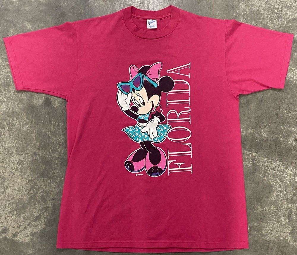 Vintage Minnie Mouse T-Shirt Men's Large Pink Made in USA Single Stitch Disney