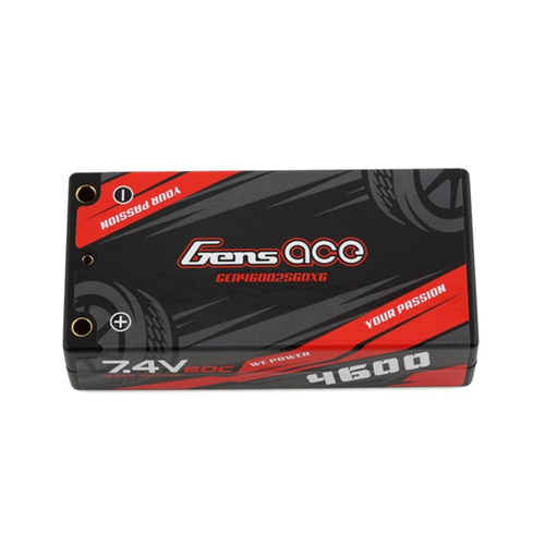 Gens Ace 4600mAh 7.4V 60C 2S HardCase Lipo Battery Shorty Pack 4mm XT60-image