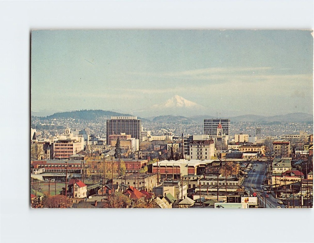 Postcard Mt. Hood & City from Vista Bridge Portland Oregon USA