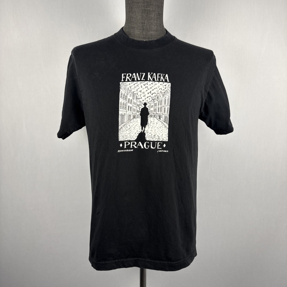 Franz Kafka Prague T-Shirt M Black Art Praha Handmade Fun Explosive Cotton Heavy
