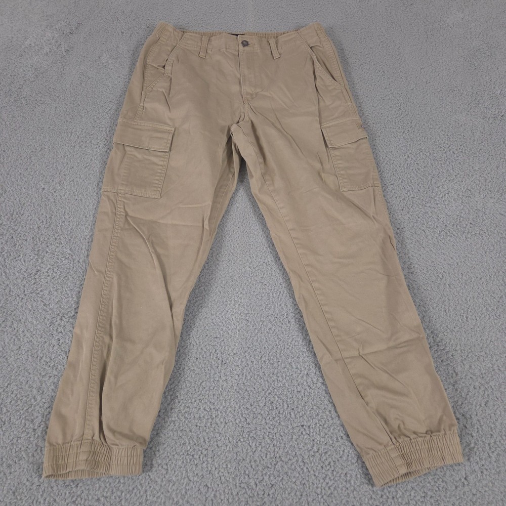 Dickies Pants Mens 32R Beige Loose Fit Straight Cargo Flex Elastic Work Hiking