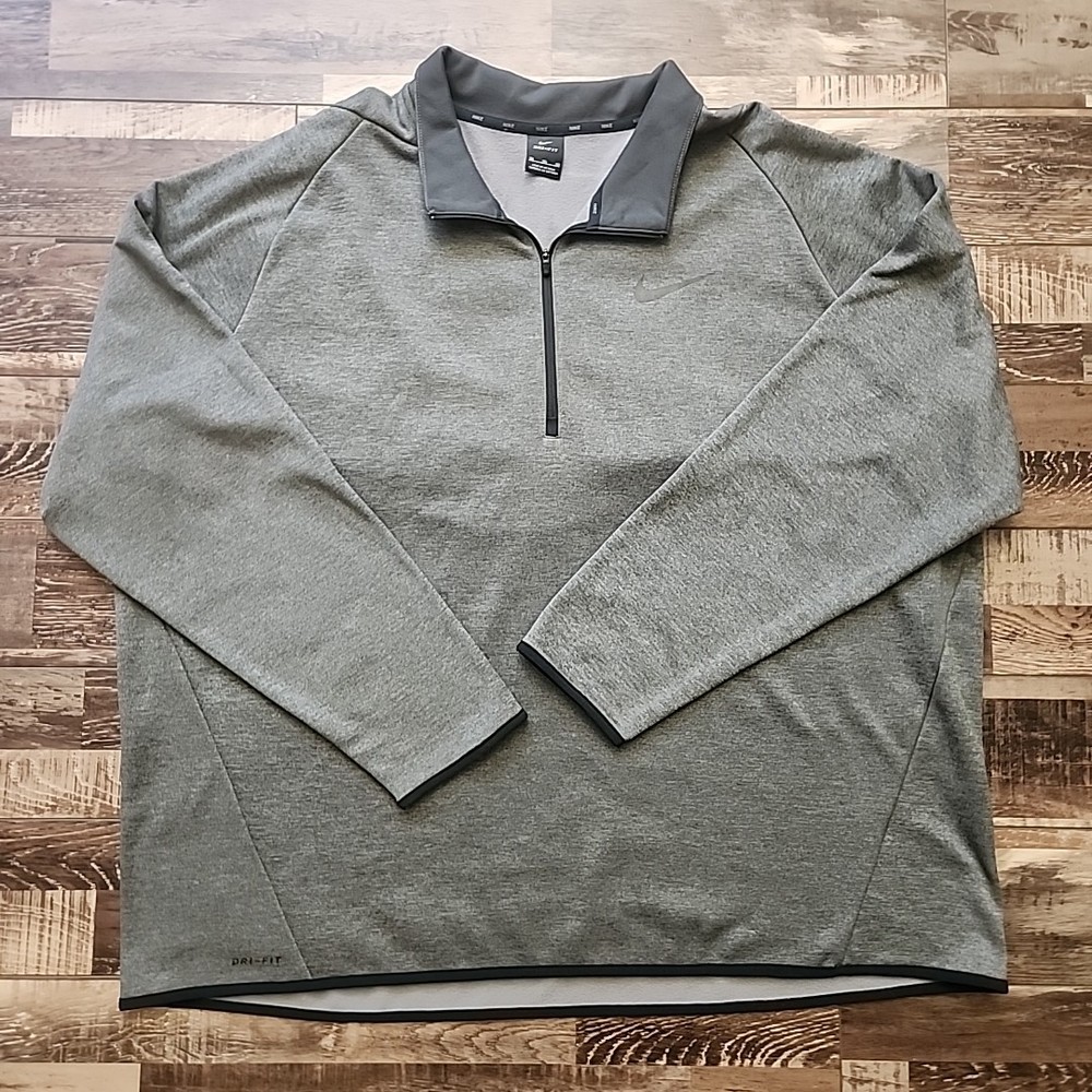 Nike Therma Dri-Fit Mens 3XL Gray Quarter Zip Pullover Long Sleeve Athletic