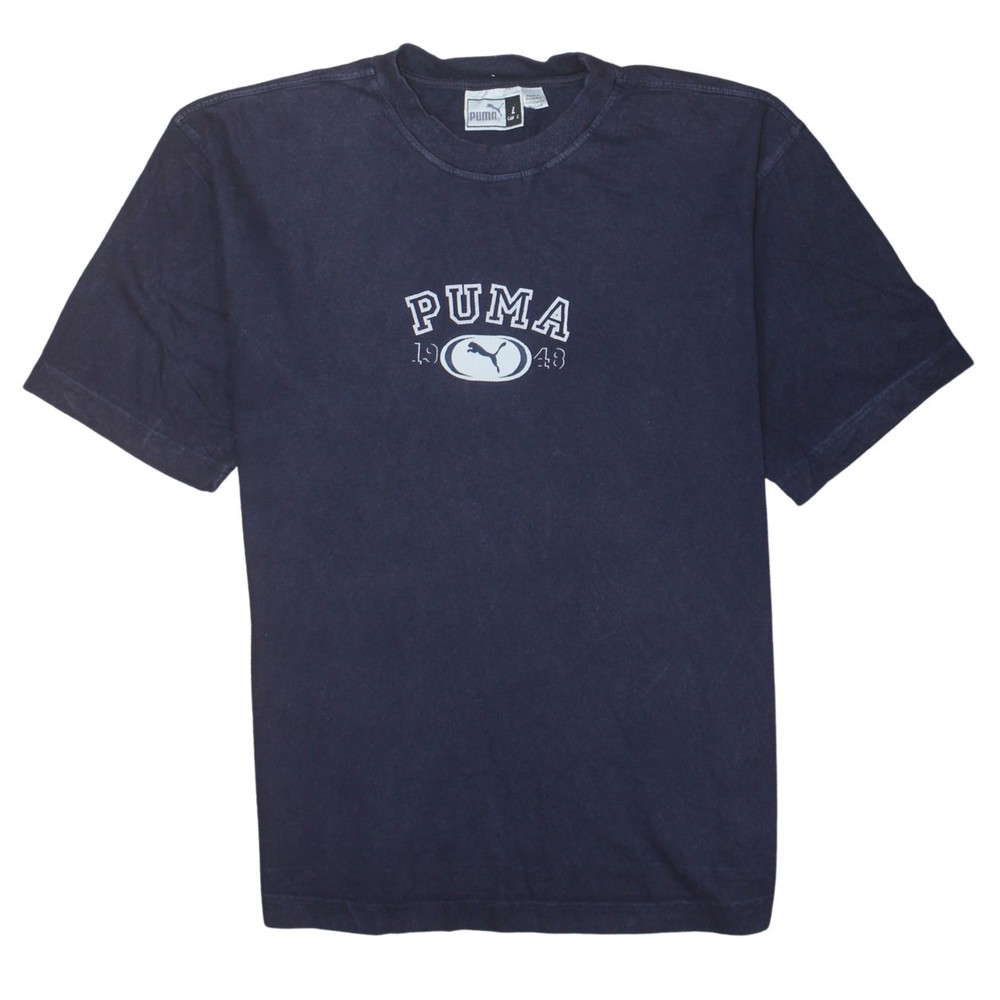 Puma Mens T Shirt Navy Blue Cotton Graphic Deutschland Logo Sports Top Tee L