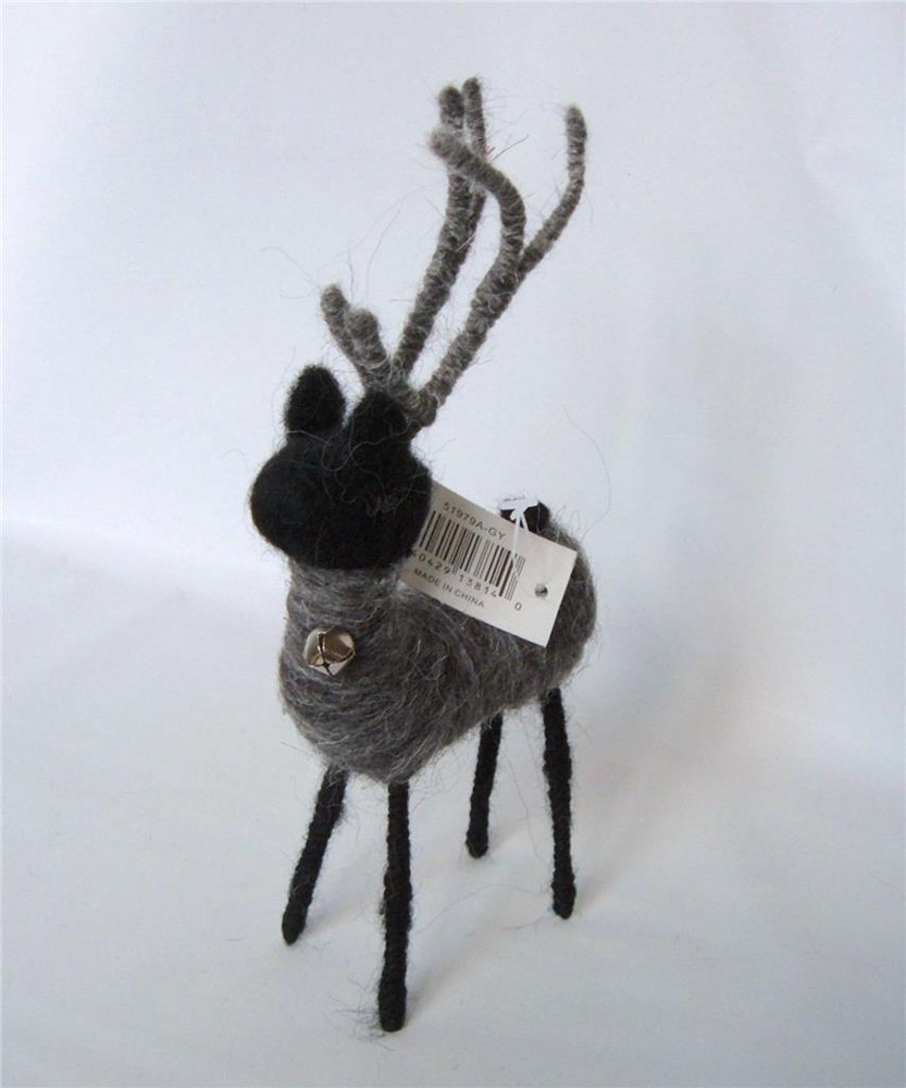 Prim Wool Wire Reindeer Figure Black Grey Deer 8 x 4 Xmas Winter Deer Putz NEW