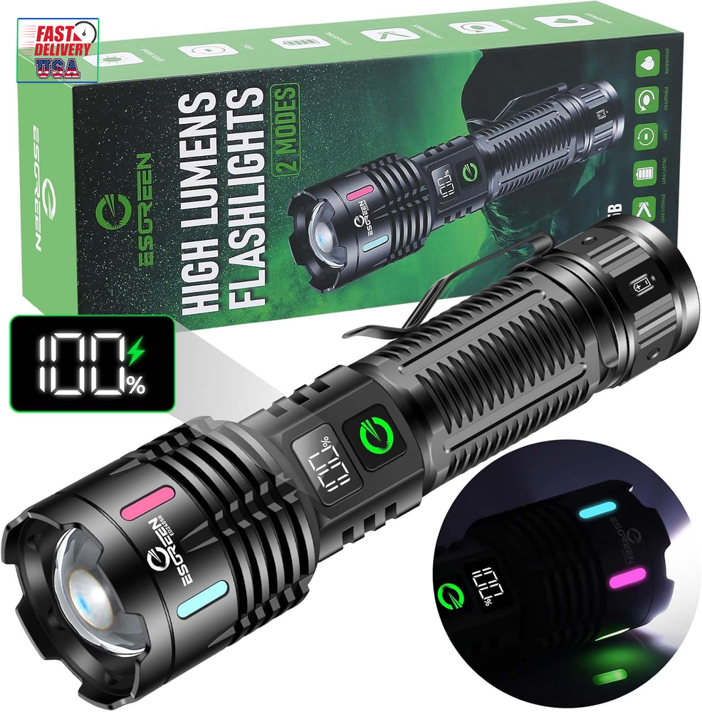 Rechargeable Flashlights High Lumens 1000000 Single 2 Modes, Super Bright LED Fl