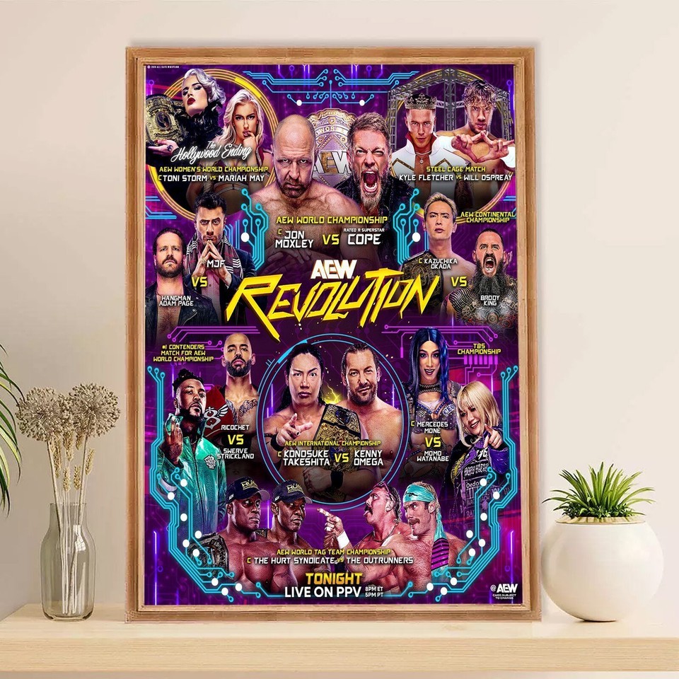 AEW Revolution 2025 PPV Poster Collector’s Wrestling Wall Art Jon Moxley Cope