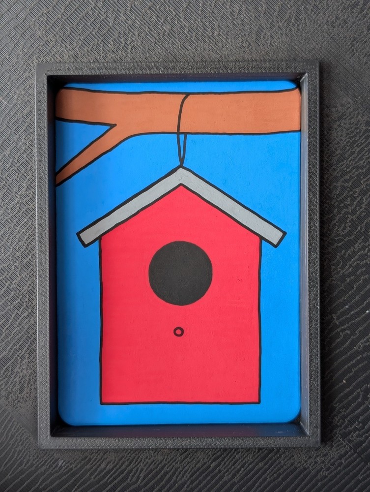 ACEO Original Hand Painted Acrylic Birdhouse Art