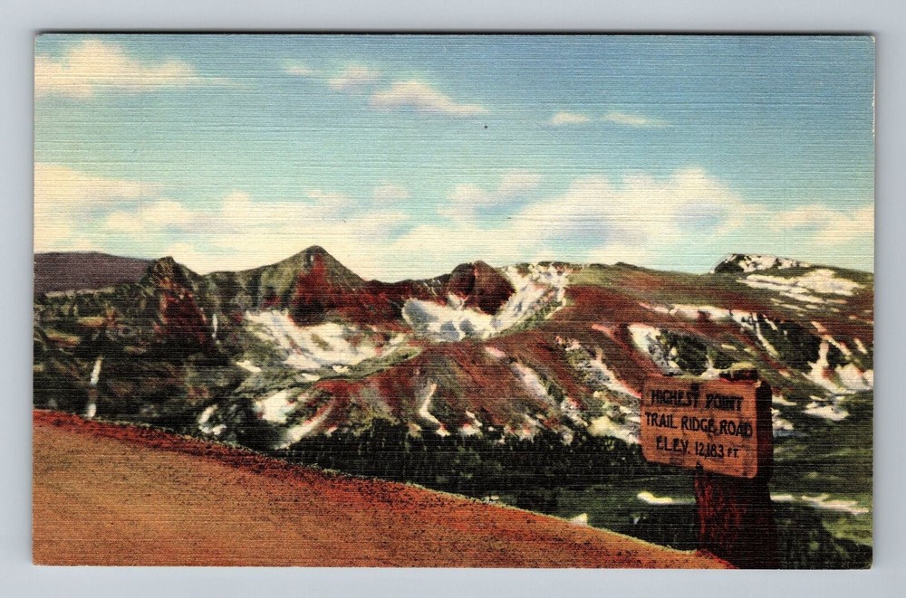 Rocky Mountain Natl Park CO-Colorado, Trail Ridge Road, c1943 Vintage Postcard