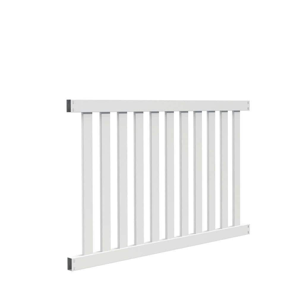 4ft x 6ft White Vinyl Picket Fence Panel - Unassembled