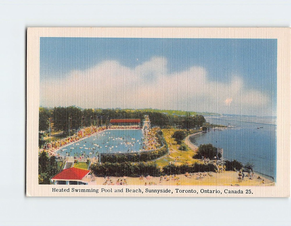 Postcard Heated Swimming Pool And Beach Sunnyside Toronto Ontario Canada
