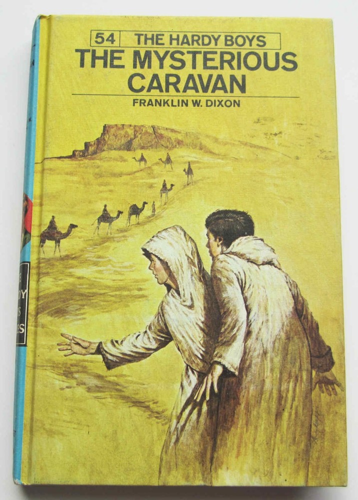 Hardy Boys MYSTERIOUS CARAVAN Mystery Hardcover Book #54 1977 Print White Multi