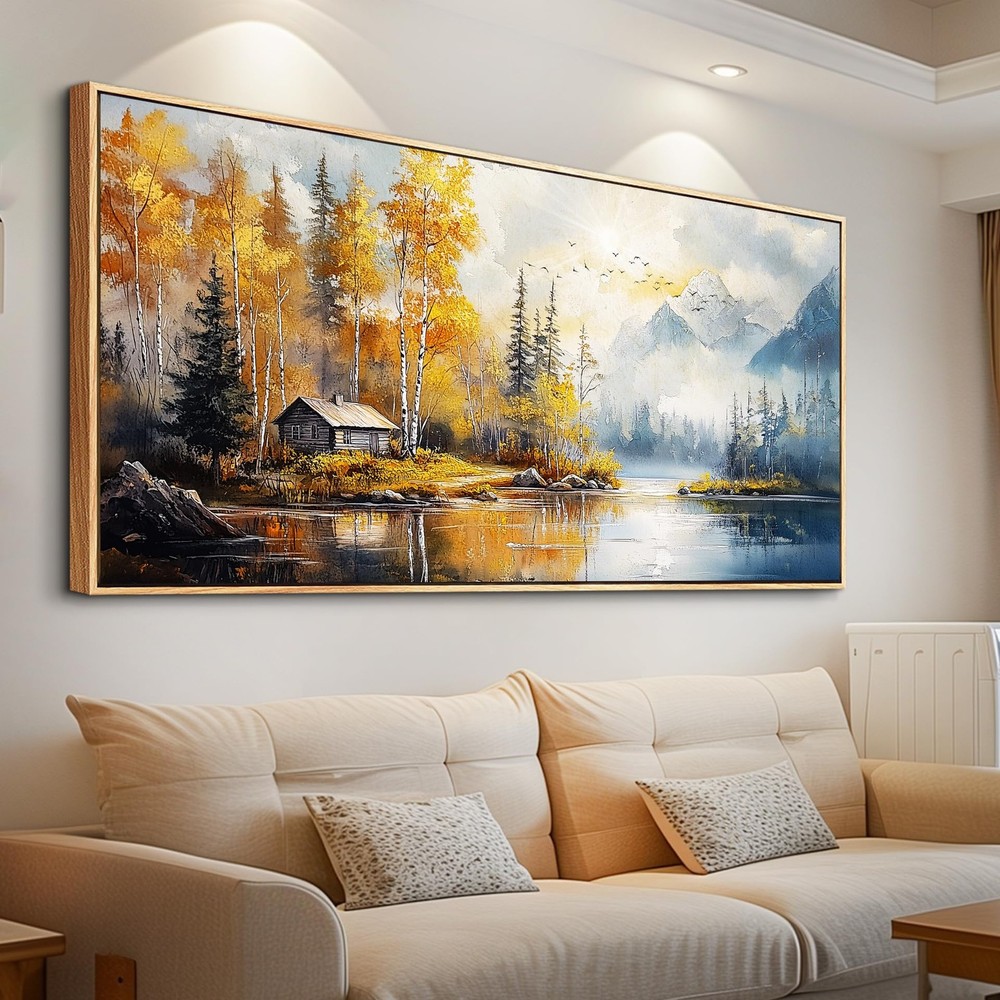 Canvas Wall Art For Living Room Wood Framed Large Wall Decor For Office Bedro...