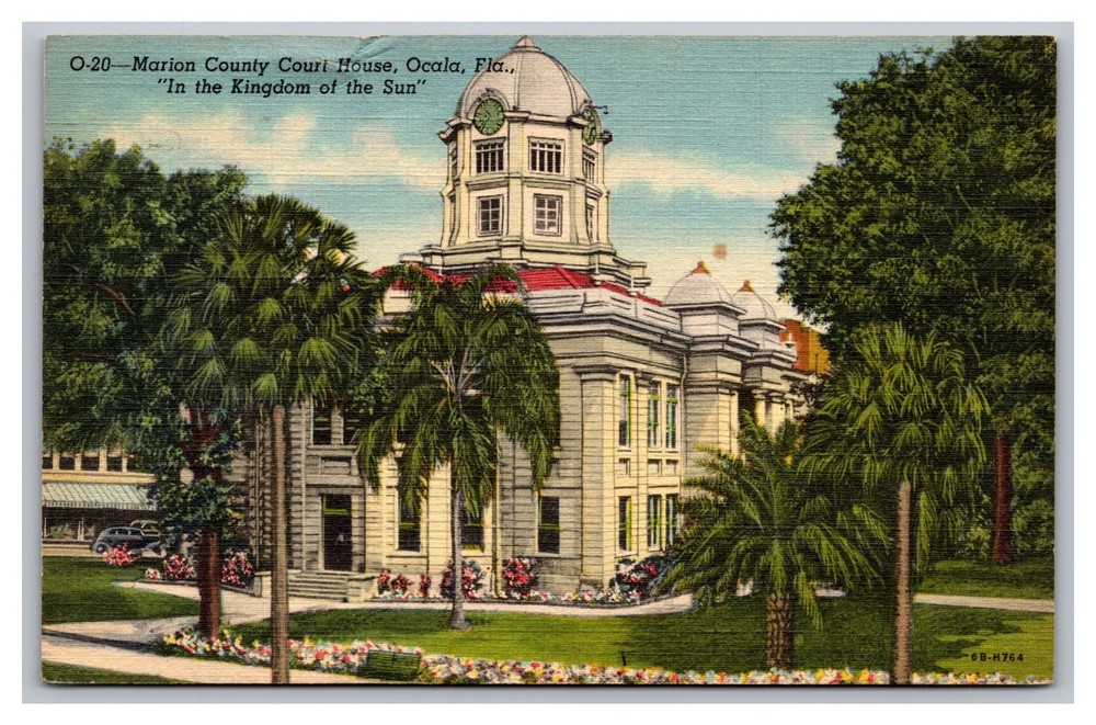 Ocala Florida FL Marion County Court House Posted 1949 Linen Postcard