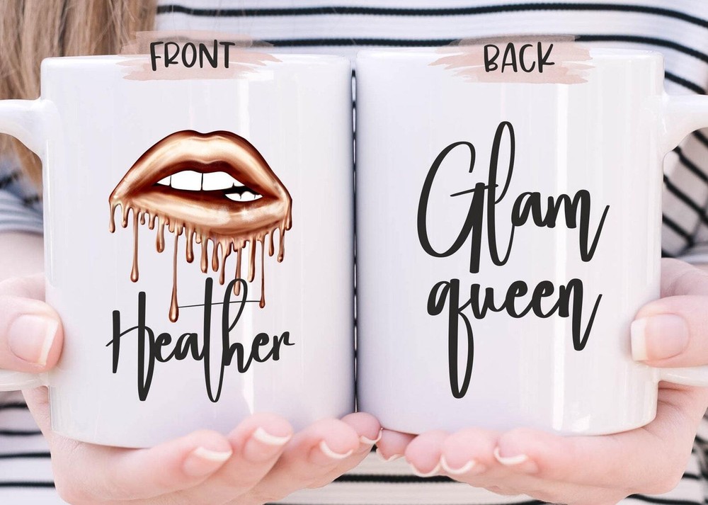 Glam Queen Mug Makeup Mug Custom Mua Mug Dripping Lip Mug Makeup Mug Makeup