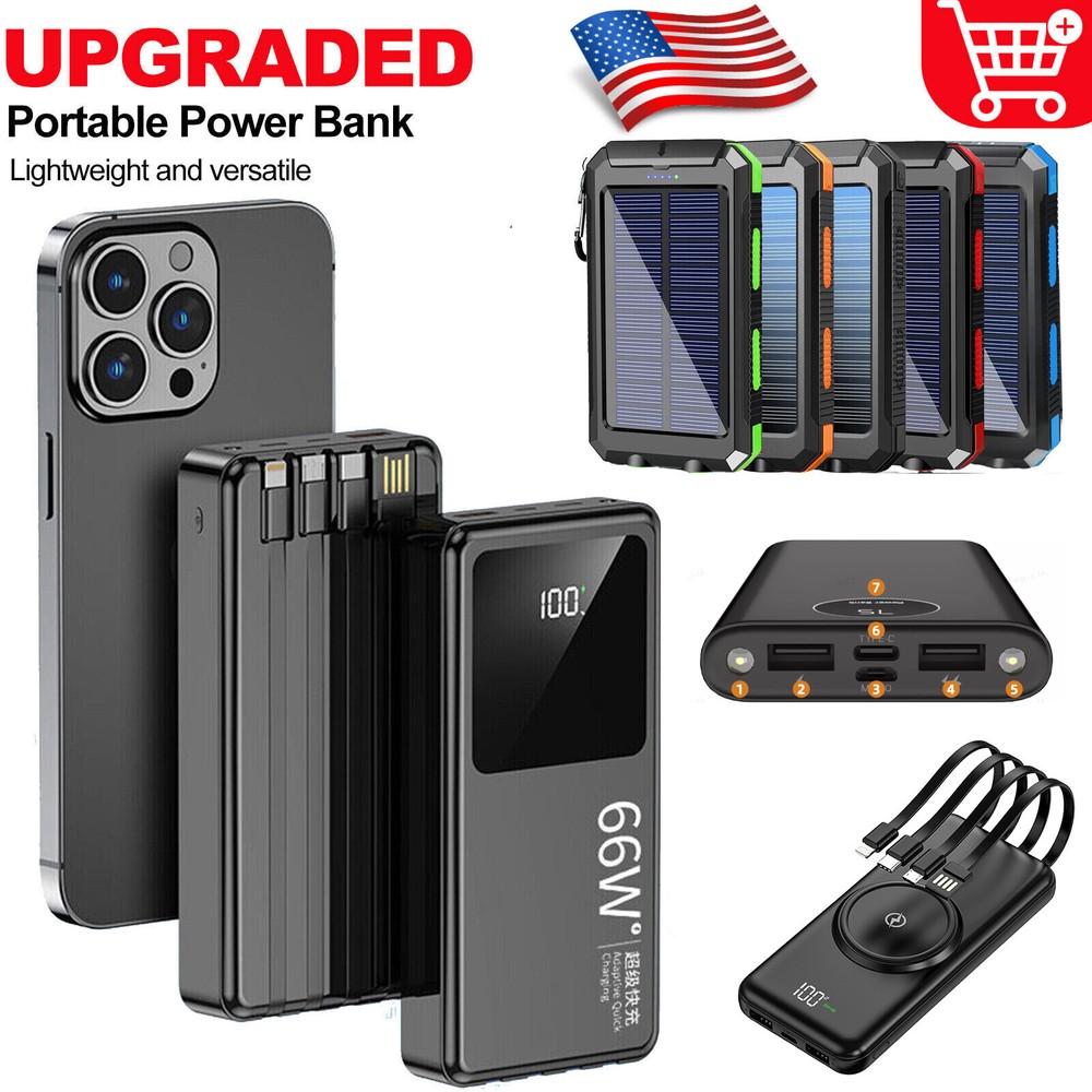 66W 900000mAh Portable Power Bank with 4 USB Ports for Fast Phone Charging