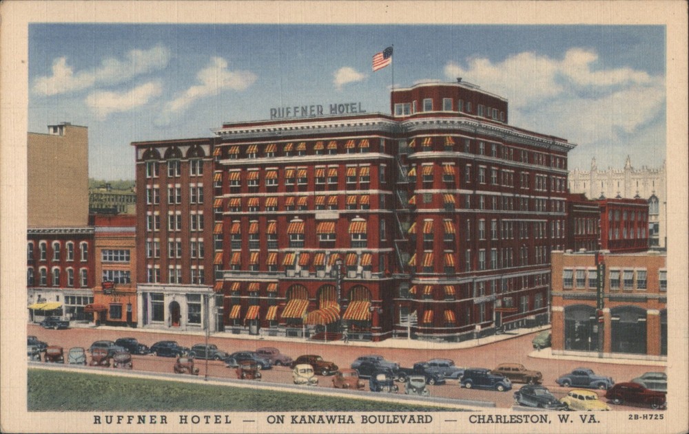 Charleston, West Virginia WV Ruffner Hotel, Kanawha Boulevard Teich Postcard