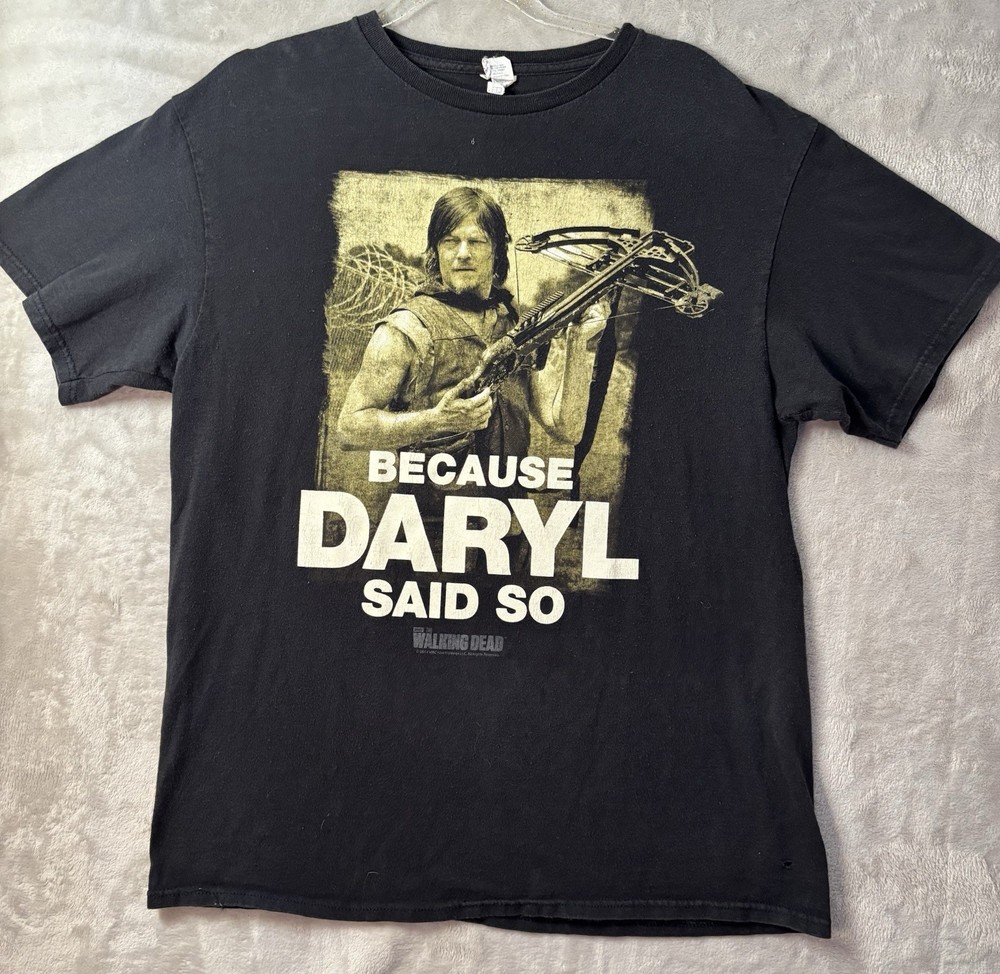 The Walking Dead Daryl Dixon T Shirt Mens Large AMC TV Series 2014 Graphic Black