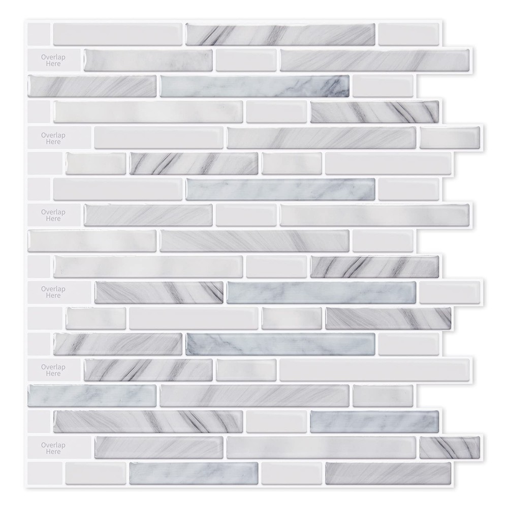 10-Sheet Peel & Stick Vinyl Backsplash for Kitchen Decor