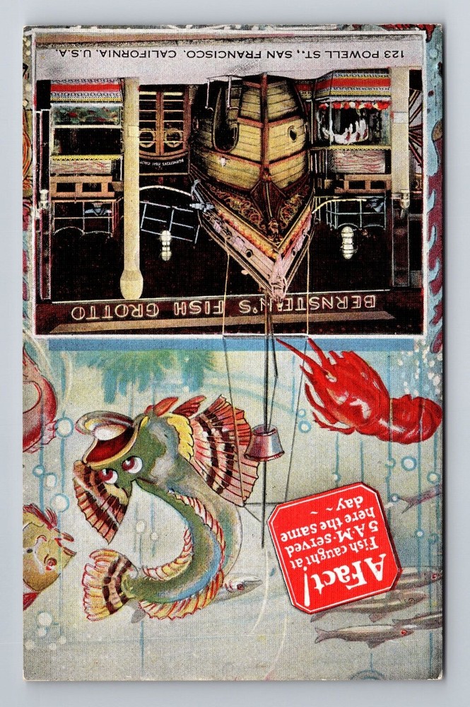 San Francisco CA-California Bernstein's Fish Grotto Advertising Vintage Postcard