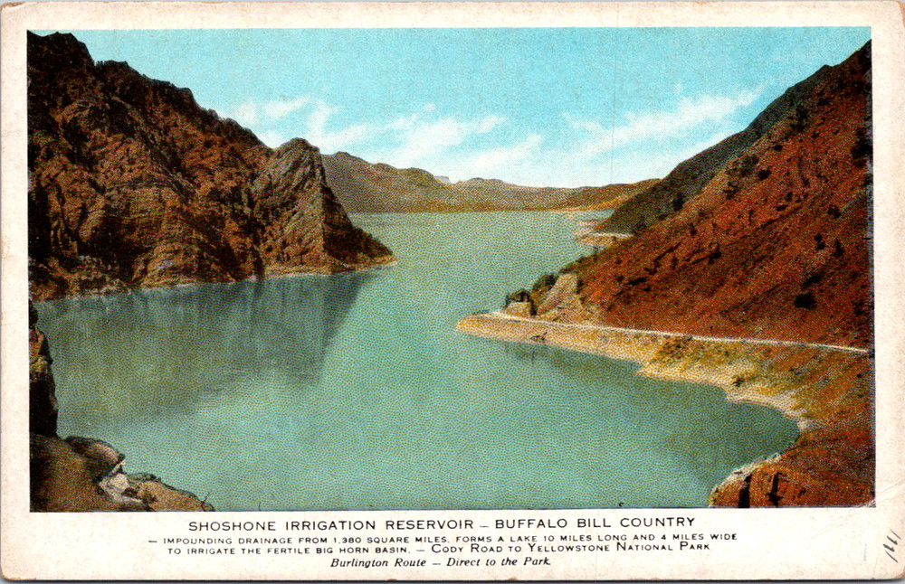 Vintage Postcard Shoshone Irrigation Reservoir Buffalo Bill Country Wyoming