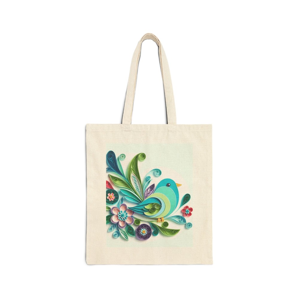 Cotton Canvas Tote Bag with Songbird Quilling Design for Birthday Gift 10